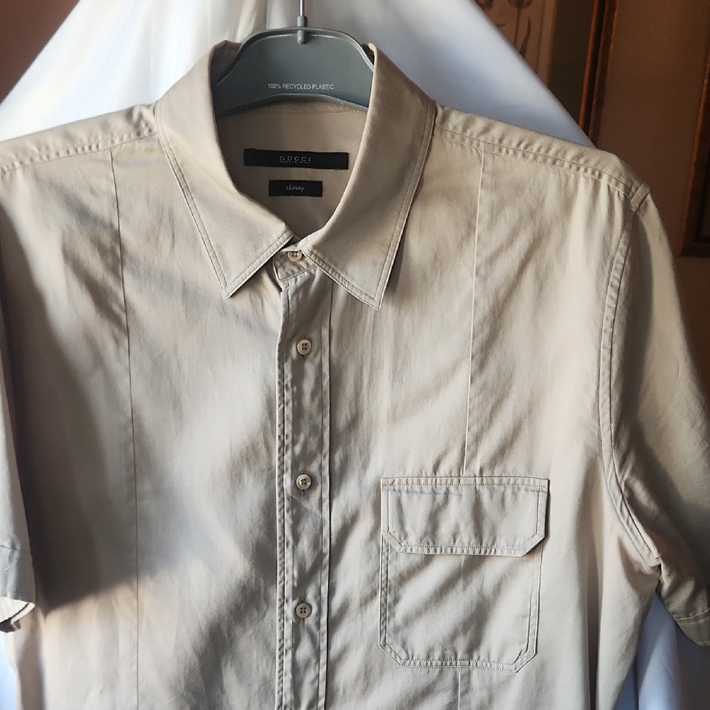 Gucci Tan Casual Button Down Shirt Lightweight